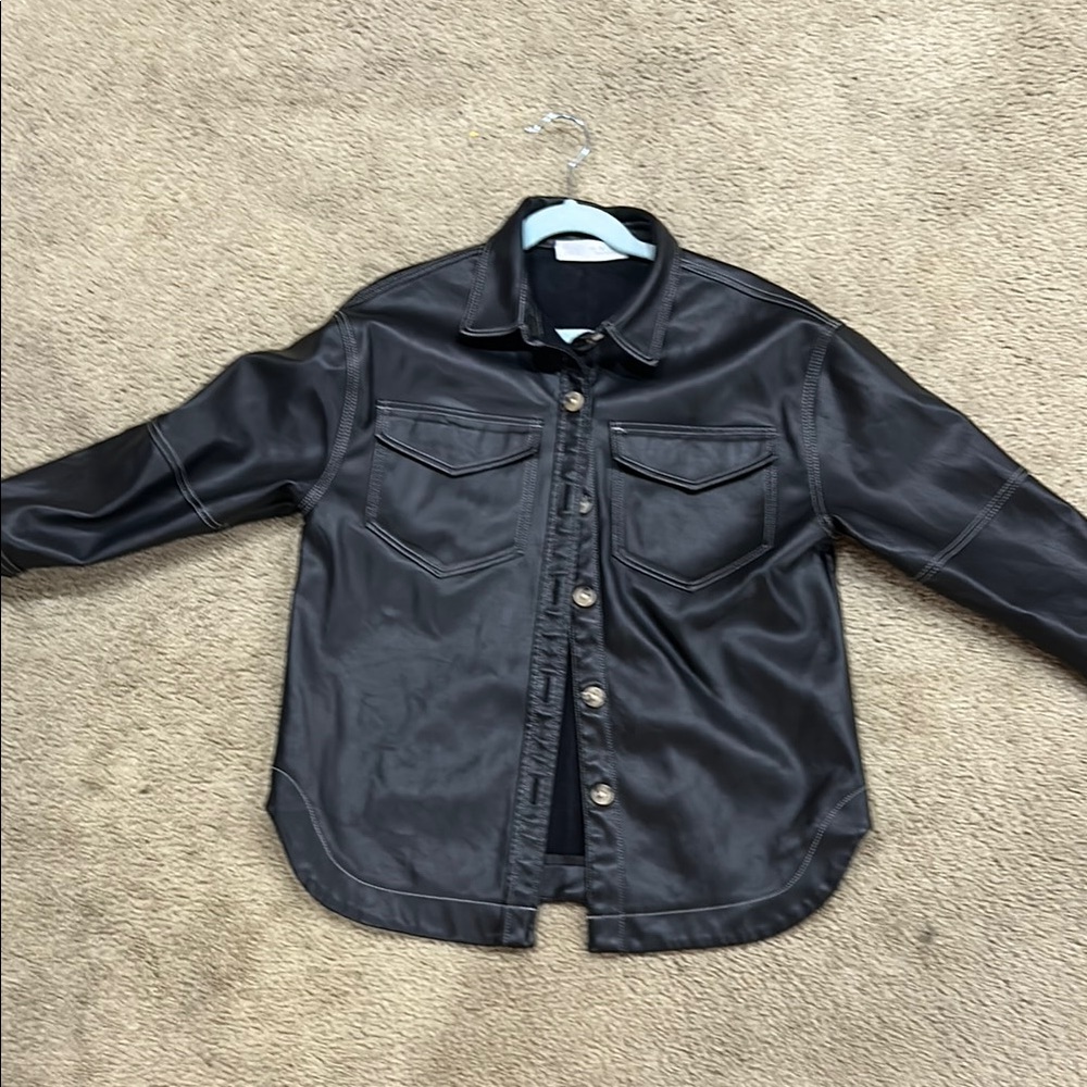 Black Faux Leather Shirt